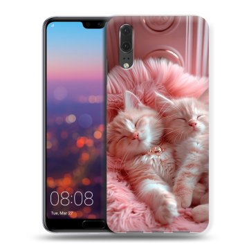 Силиконовый чехол на Huawei P20 с принтом котята котики