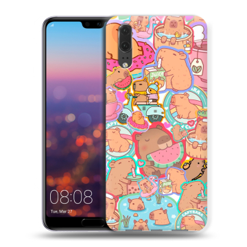Силиконовый чехол на Huawei P20 с принтом капибары Силиконовый чехол на Huawei P20 с принтом капибары