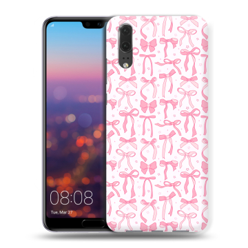 Силиконовый чехол на Huawei P20 с принтом Розовые бантики Силиконовый чехол на Huawei P20 с принтом Розовые бантики