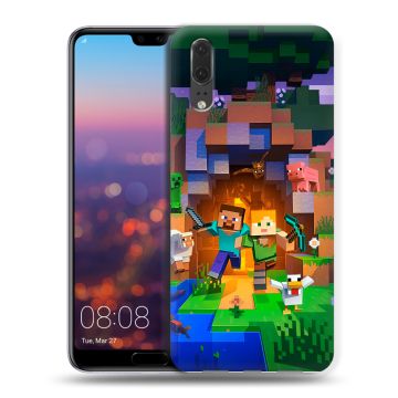 Силиконовый чехол на Huawei P20 с принтом Майнкрафт Minecraft