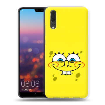 Силиконовый чехол на Huawei P20 с принтом спанчбоб спанч боб