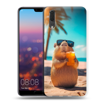 Силиконовый чехол на Huawei P20 с принтом Капибара