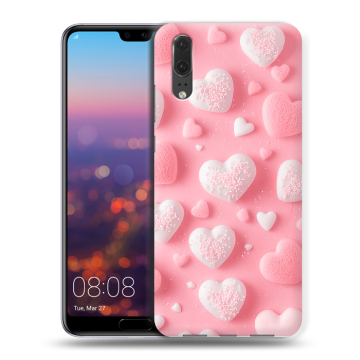 Силиконовый чехол на Huawei P20 с принтом Сердечки