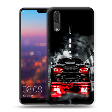 Силиконовый чехол на Huawei P20 с принтом BMW БМВ