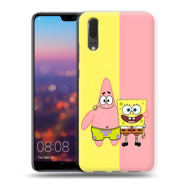 Силиконовый чехол на Huawei P20 с принтом Спанч боб Спанчбоб