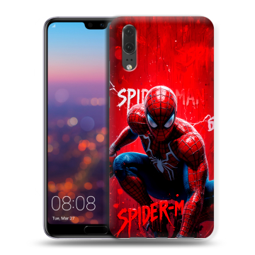 Силиконовый чехол на Huawei P20 с принтом Spiderman Человек паук