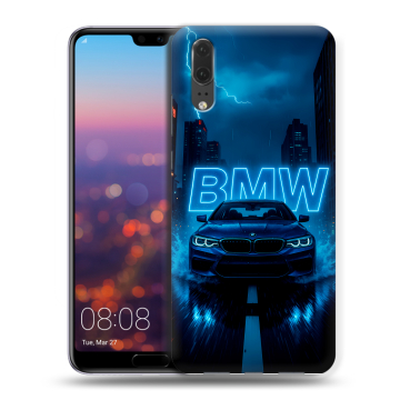 Силиконовый чехол на Huawei P20 с принтом BMW БМВ