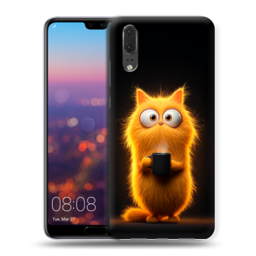 Силиконовый чехол на Huawei P20 с принтом Смешной кот Силиконовый чехол на Huawei P20 с принтом Смешной кот