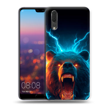Силиконовый чехол на Huawei P20 с принтом Медведь Силиконовый чехол на Huawei P20 с принтом Медведь