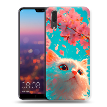 Силиконовый чехол на Huawei P20 с принтом Красивый кот Силиконовый чехол на Huawei P20 с принтом Красивый кот