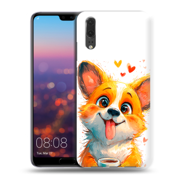 Силиконовый чехол на Huawei P20 с принтом корги