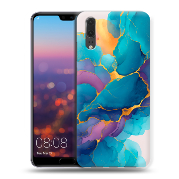 Силиконовый чехол на Huawei P20 с принтом Мрамор блестки Силиконовый чехол на Huawei P20 с принтом Мрамор блестки