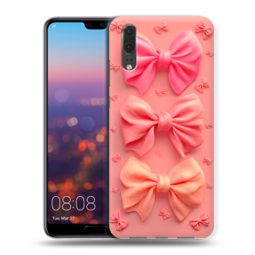 Силиконовый чехол на Huawei P20 с принтом Розовые бантики