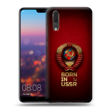 Силиконовый чехол на Huawei P20 с принтом Флаг Герб СССР Силиконовый чехол на Huawei P20 с принтом Флаг Герб СССР