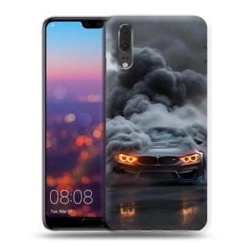 Силиконовый чехол на Huawei P20 с принтом BMW БМВ