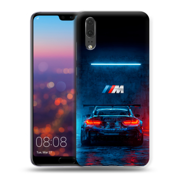 Силиконовый чехол на Huawei P20 с принтом BMW БМВ