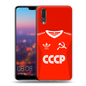 Силиконовый чехол на Huawei P20 с принтом Флаг Герб СССР