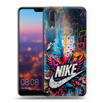 Силиконовый чехол на Huawei P20 с принтом Nike Найк Силиконовый чехол на Huawei P20 с принтом Nike Найк