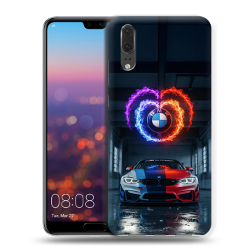 Силиконовый чехол на Huawei P20 с принтом BMW БМВ Силиконовый чехол на Huawei P20 с принтом BMW БМВ