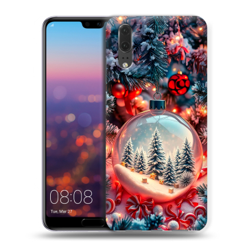 Силиконовый чехол на Huawei P20 с принтом Новый год