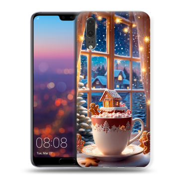 Силиконовый чехол на Huawei P20 с принтом Новый год