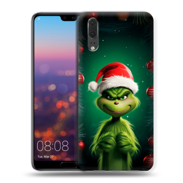 Силиконовый чехол на Huawei P20 с принтом Гринч Новый год Рождество