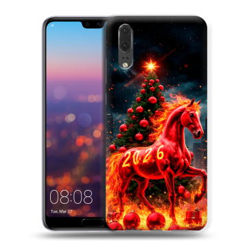 Силиконовый чехол на Huawei P20 с принтом Новый год