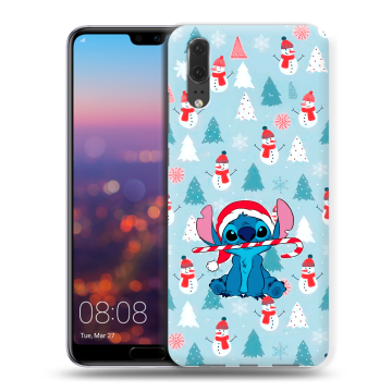 Силиконовый чехол на Huawei P20 с принтом Стич Новый год Силиконовый чехол на Huawei P20 с принтом Стич Новый год