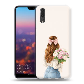Силиконовый чехол на Huawei P20 с принтом женский