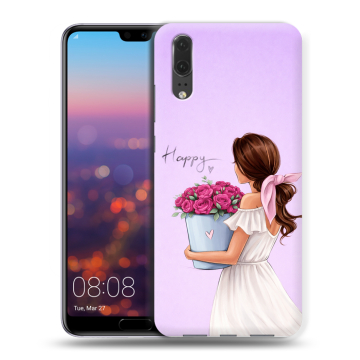 Силиконовый чехол на Huawei P20 с принтом женский