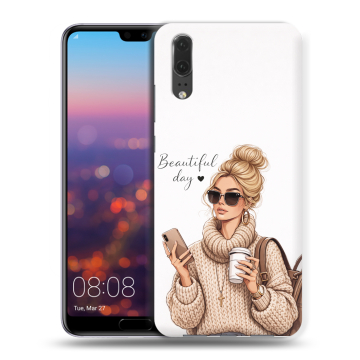 Силиконовый чехол на Huawei P20 с принтом женский