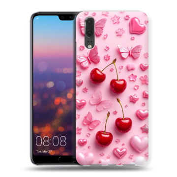 Силиконовый чехол на Huawei P20 с принтом для девочек