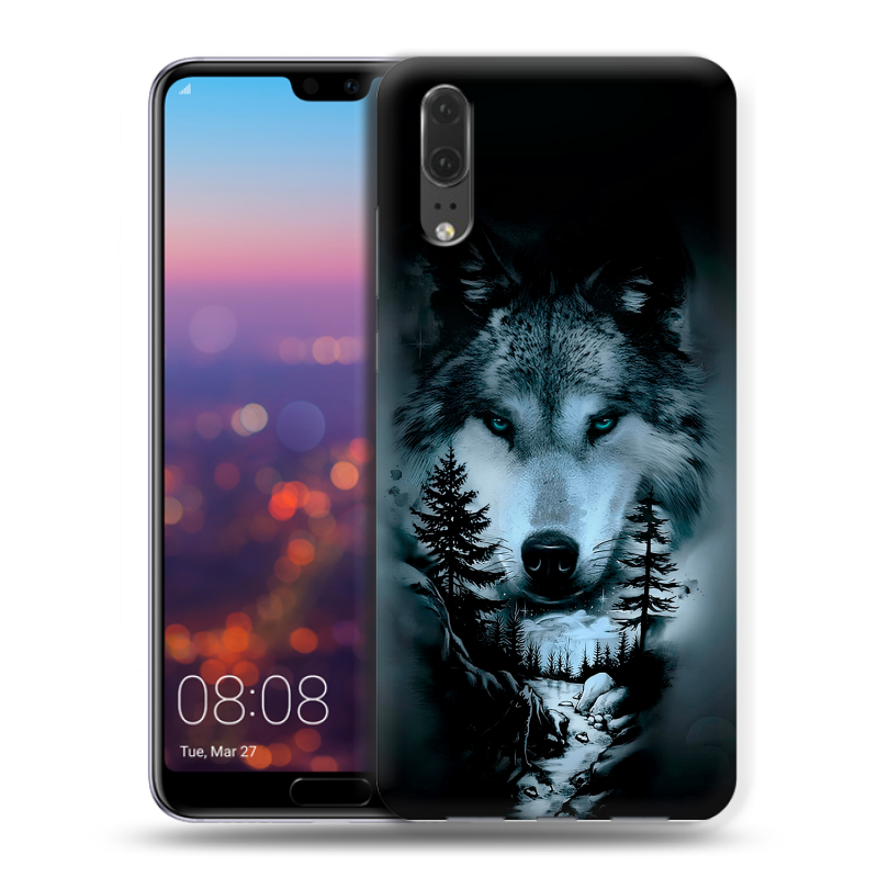 Силиконовый чехол на Huawei P20 с принтом Лесной волк Силиконовый чехол на Huawei P20 с принтом Лесной волк