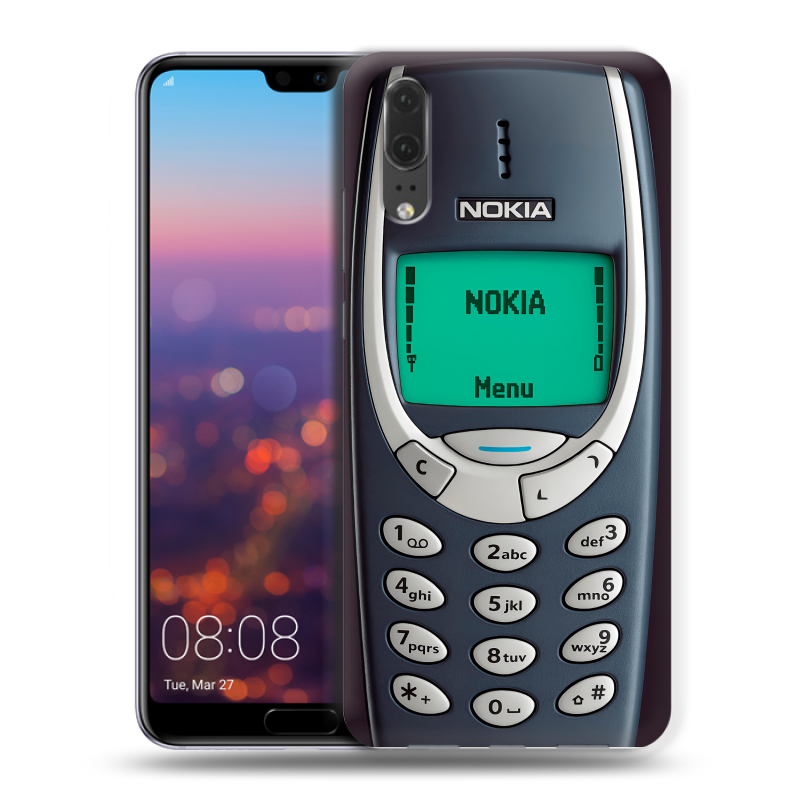 Силиконовый чехол на Huawei P20 с принтом Старый телефон Силиконовый чехол на Huawei P20 с принтом Старый телефон