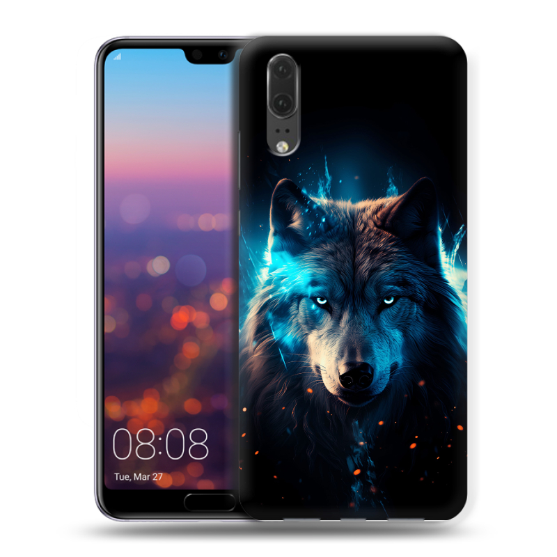 Силиконовый чехол на Huawei P20 с принтом Волк ночной Силиконовый чехол на Huawei P20 с принтом Волк ночной