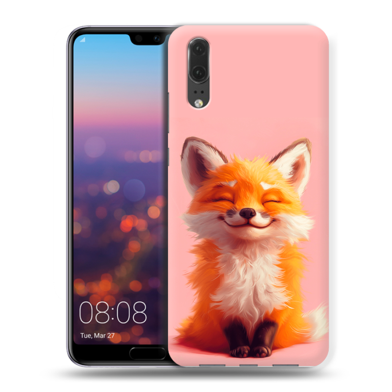 Силиконовый чехол на Huawei P20 с принтом милая лиса Силиконовый чехол на Huawei P20 с принтом милая лиса