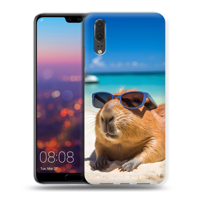 Силиконовый чехол на Huawei P20 с принтом Капибара Силиконовый чехол на Huawei P20 с принтом Капибара