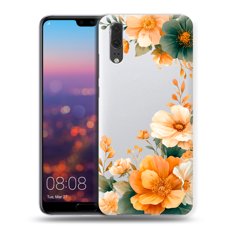 Силиконовый чехол на Huawei P20 с принтом Цветы принт Силиконовый чехол на Huawei P20 с принтом Цветы принт