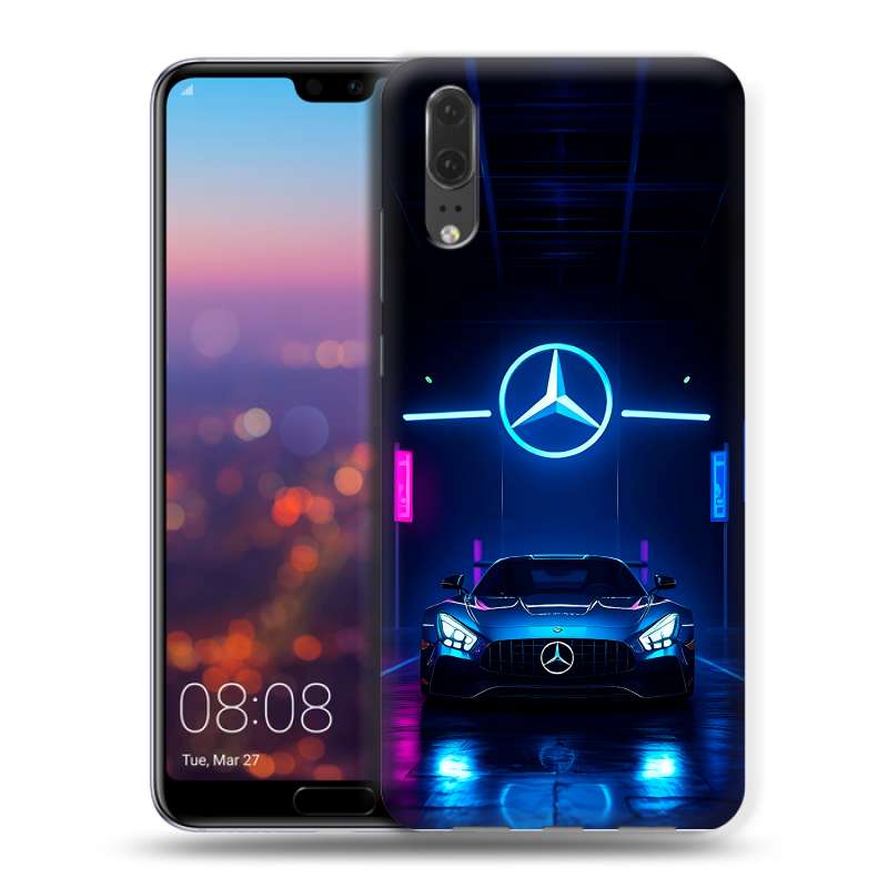 Силиконовый чехол на Huawei P20 с принтом Mercedes Мерседес Силиконовый чехол на Huawei P20 с принтом Mercedes Мерседес