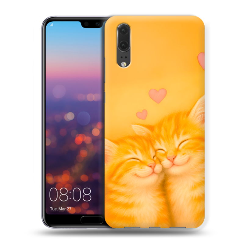 Силиконовый чехол на Huawei P20 с принтом Милые котята Силиконовый чехол на Huawei P20 с принтом Милые котята