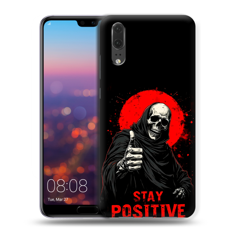 Силиконовый чехол на Huawei P20 с принтом смешной скелет Силиконовый чехол на Huawei P20 с принтом смешной скелет