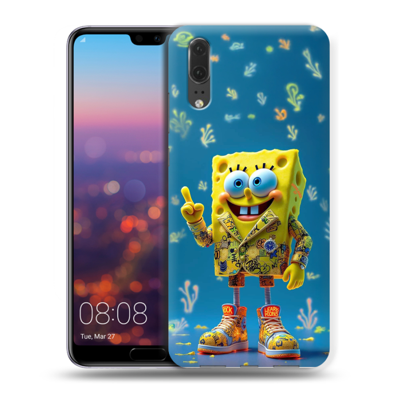 Силиконовый чехол на Huawei P20 с принтом Спанч боб Спанчбоб Силиконовый чехол на Huawei P20 с принтом Спанч боб Спанчбоб