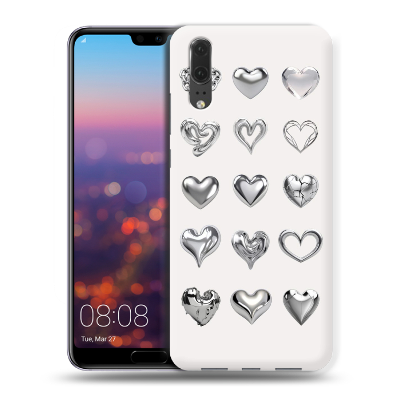 Силиконовый чехол на Huawei P20 с принтом Y2K сердечки Силиконовый чехол на Huawei P20 с принтом Y2K сердечки