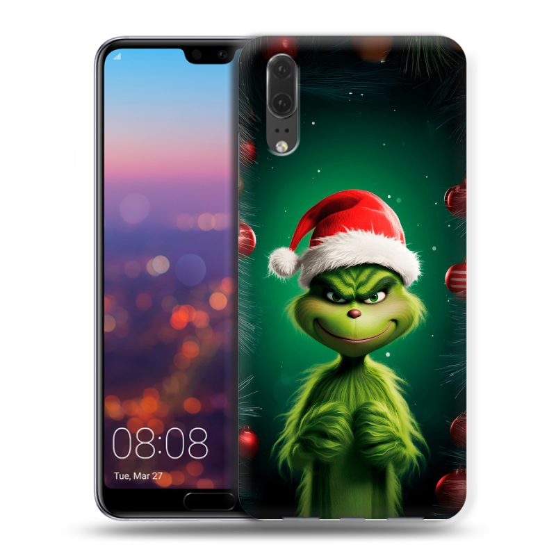 Силиконовый чехол на Huawei P20 с принтом Гринч Новый год Рождество Силиконовый чехол на Huawei P20 с принтом Гринч Новый год Рождество