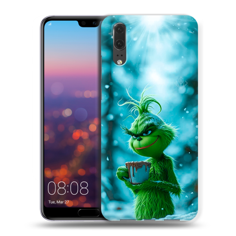 Силиконовый чехол на Huawei P20 с принтом Новый год гринч Силиконовый чехол на Huawei P20 с принтом Новый год гринч