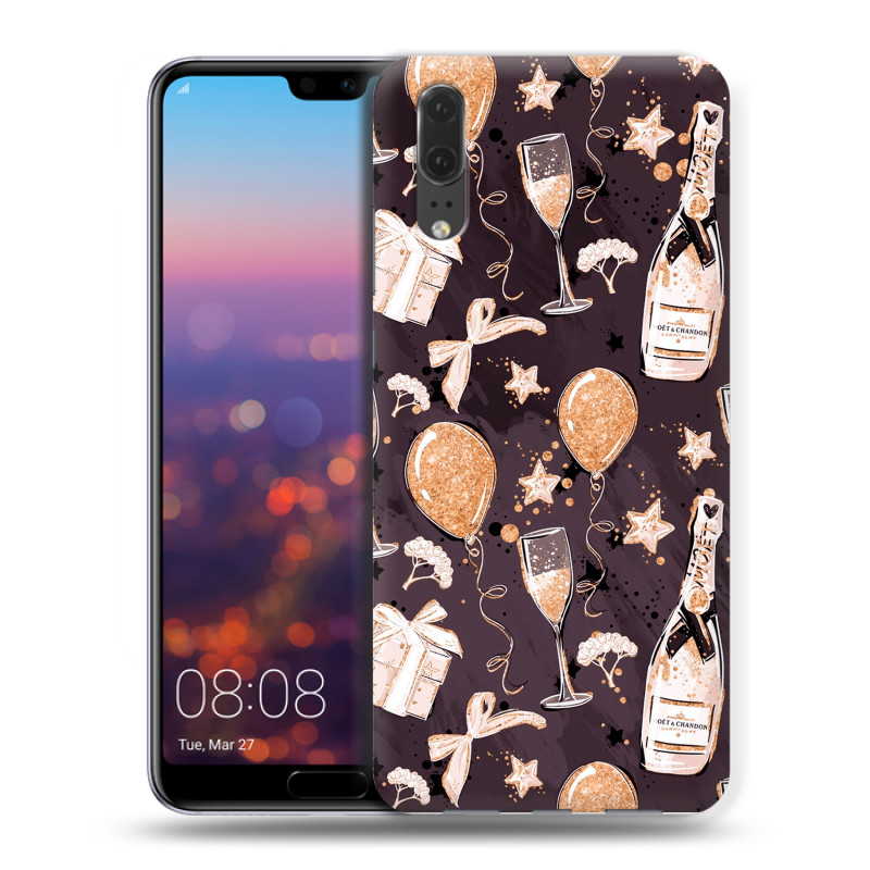 Силиконовый чехол на Huawei P20 с принтом Новый год Силиконовый чехол на Huawei P20 с принтом Новый год