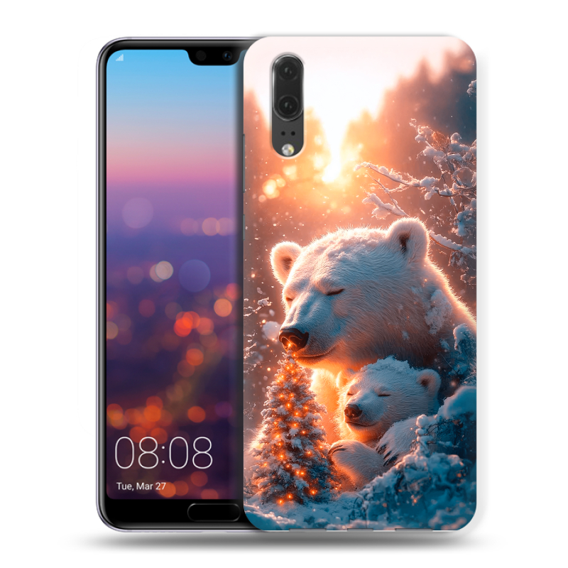 Силиконовый чехол на Huawei P20 с принтом Новый год Силиконовый чехол на Huawei P20 с принтом Новый год