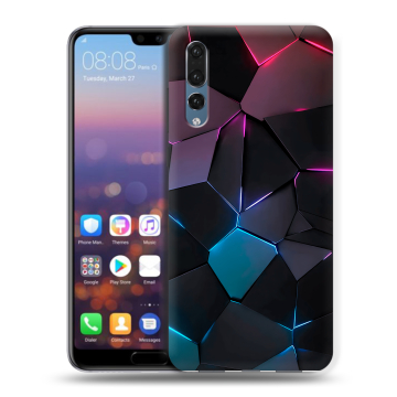 Силиконовый противоударный чехол на Huawei P20 Pro с принтом Геометрия неона