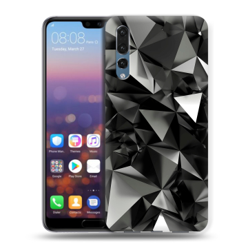 Силиконовый противоударный чехол на Huawei P20 Pro с принтом Черные кристаллы