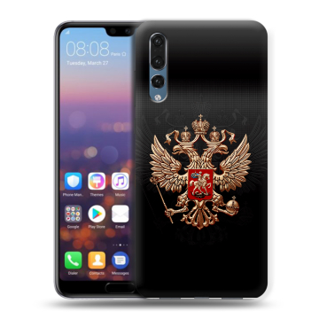 Силиконовый противоударный чехол на Huawei P20 Pro с принтом Герб России
